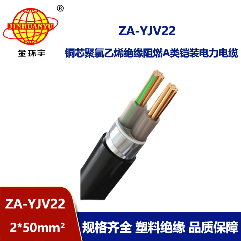 金環(huán)宇電纜 阻燃鎧裝電纜ZA-YJV22--2X50平方 室外電力電纜